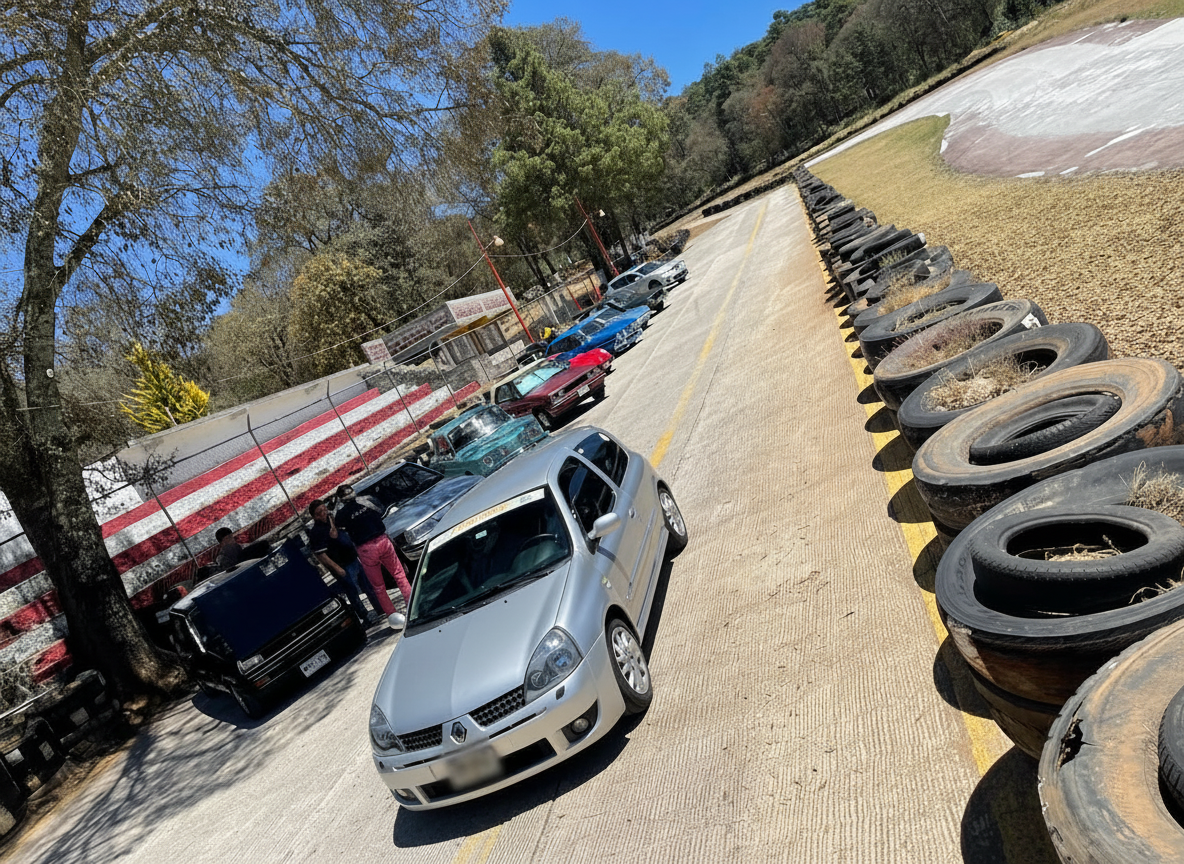 Renault Clio plateado en el CRGS Track Day