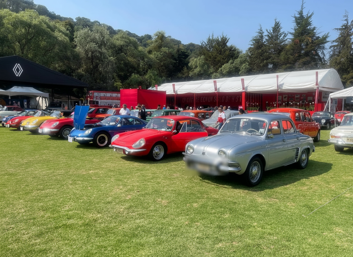 Exposición de autos clásicos junto al stand MG