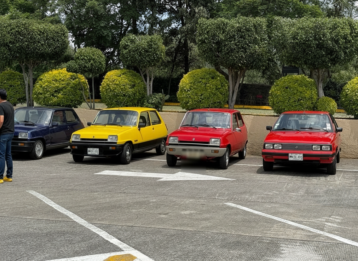 Renault 5 azul, amarillo, rojo y R11 rojo, invitados al 60 Aniversario del Alpine