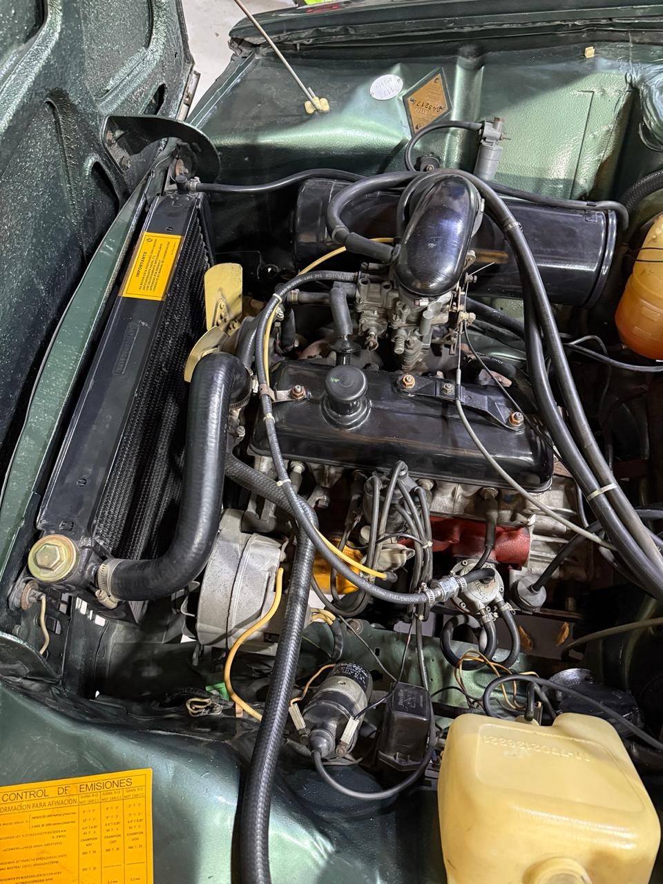 Motor de un Renault 12 verde