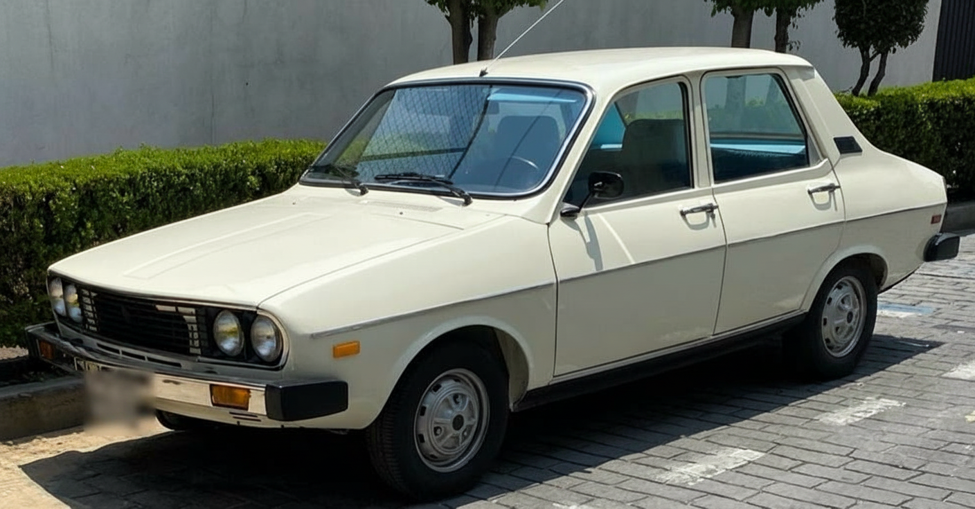 Renault 12 blanco estacionado