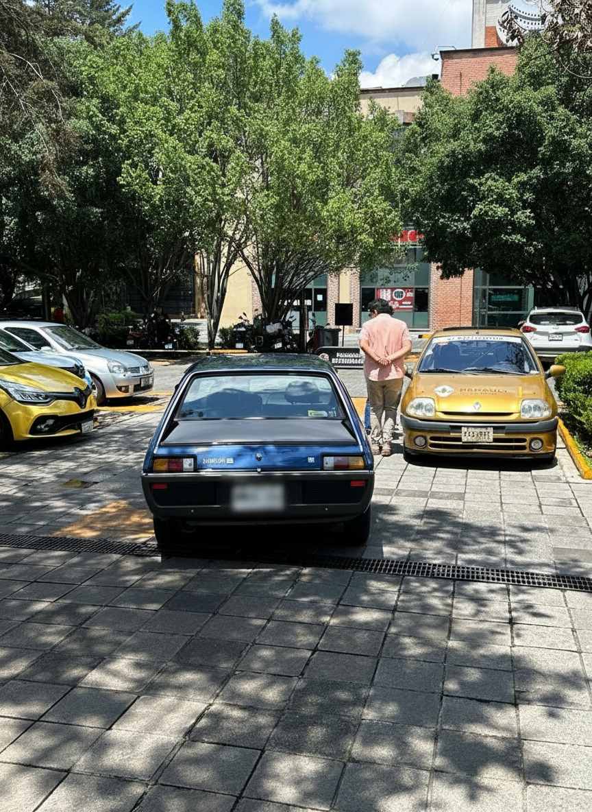 Renault 17 azul visto desde atrás