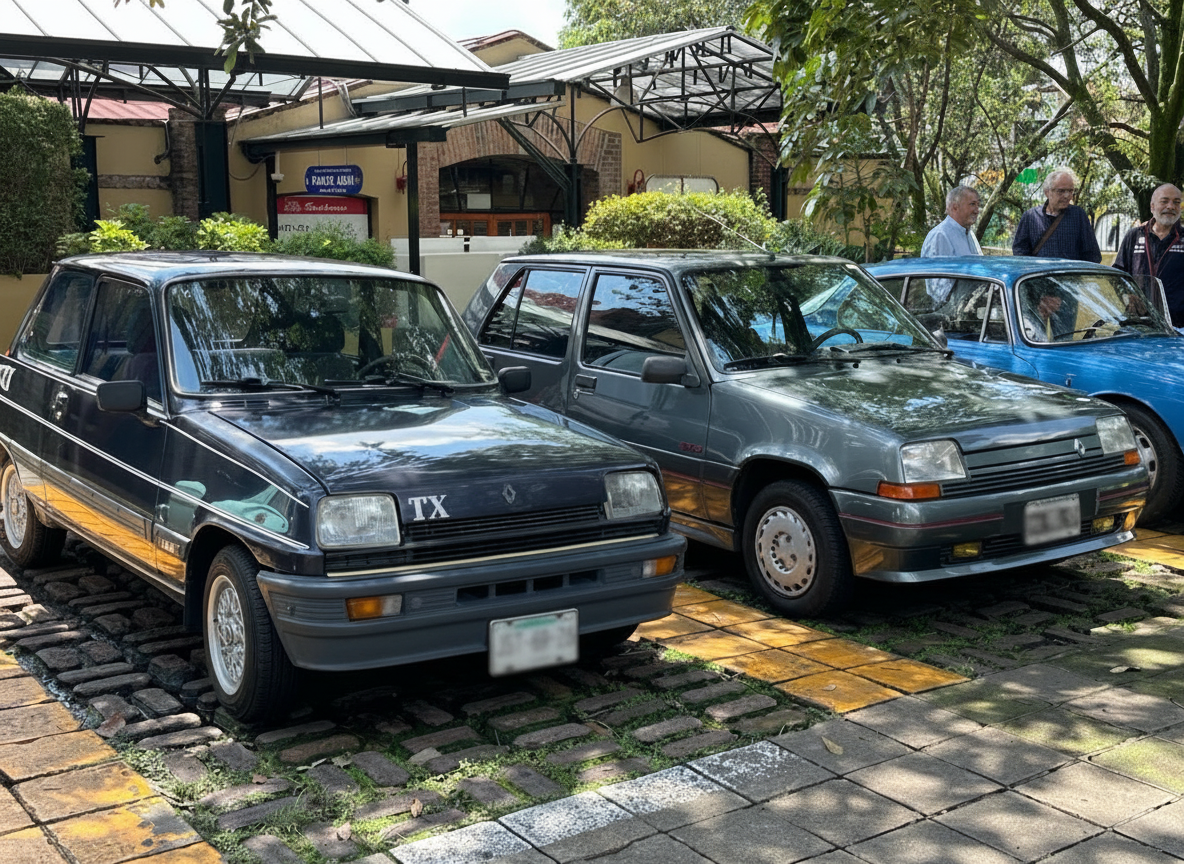 Renault 5 TX azul y Super 5 gris GTL en Plaza Loreto