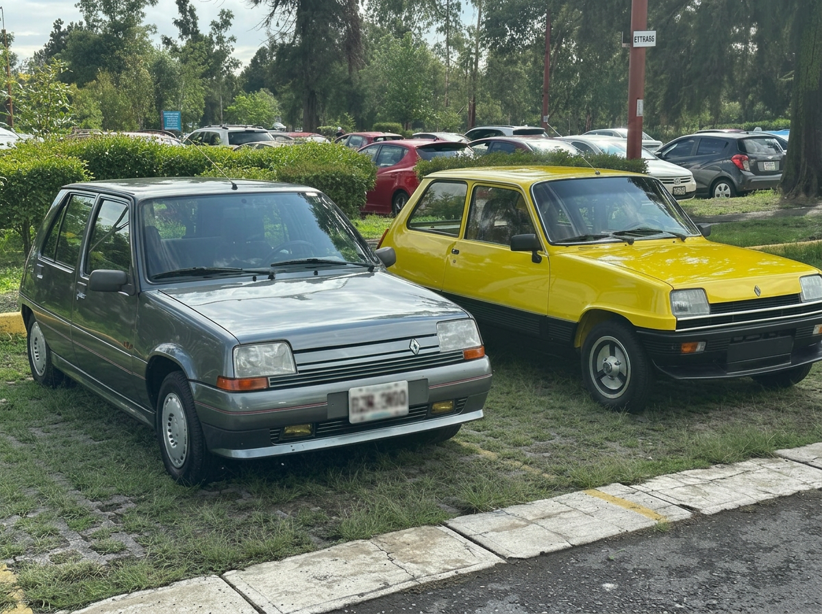 Renault Super 5 gris junto a Renault 5 amarillo
